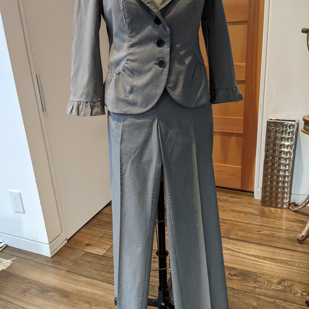 Designer pant suit size 8 grey check - Picture 12 of 14
